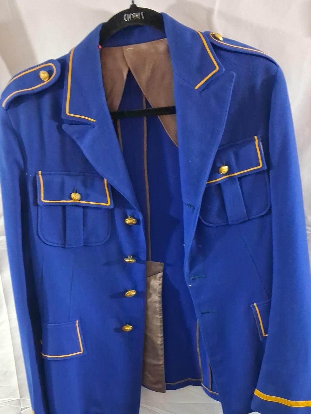 Royal Blue Military-Style Men's Jacket with Gold Trim Military Vintsge Victorian